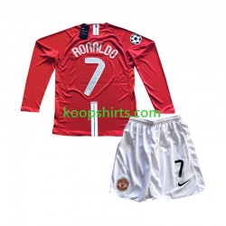 Manchester United Retro Thuis Tenue Kinder Voetbalshirts Cristiano Ronaldo 7 Champion League 2007 Lange Mouwen