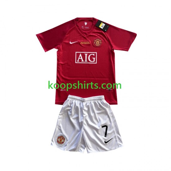 Manchester United Retro Thuis Tenue Kinder Voetbalshirts Cristiano Ronaldo 7 Champion League 2007 Korte Mouwen