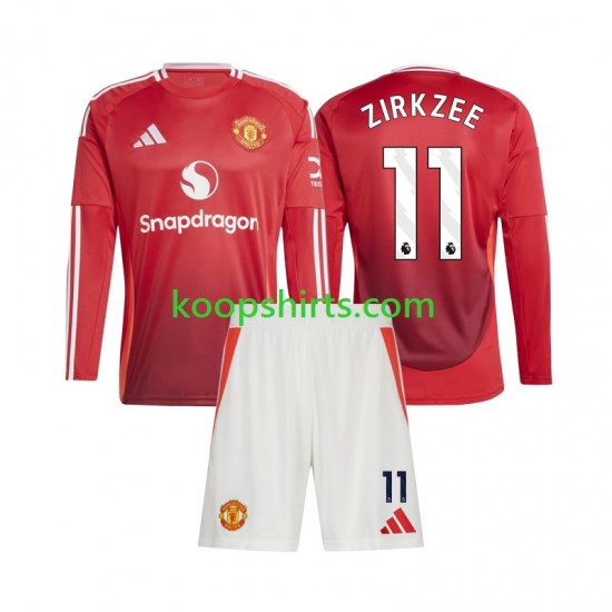 Manchester United Thuis Tenue Kinder Voetbalshirts Joshua Zirkzee 11 2024-2025 Lange Mouwen Manchester United Thuis Tenue Kinder Voetbalshirts Joshua Zirkzee 11 2024-2025 Lange Mouwen