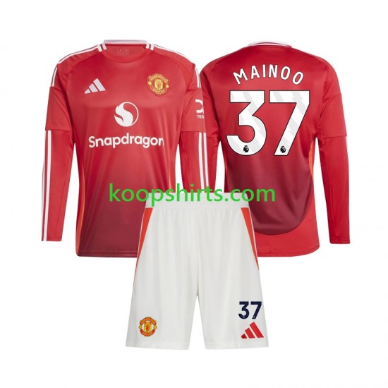 Manchester United Thuis Tenue Kinder Voetbalshirts Kobbie Mainoo 37 2024-2025 Lange Mouwen Manchester United Thuis Tenue Kinder Voetbalshirts Kobbie Mainoo 37 2024-2025 Lange Mouwen