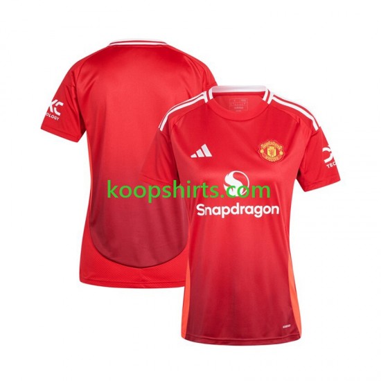 Manchester United Thuis Rood Tenue Dames Voetbalshirts 2024-2025 Korte Mouwen Manchester United Thuis Rood Tenue Dames Voetbalshirts 2024-2025 Korte Mouwen