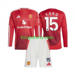 Manchester United Thuis Tenue Kinder Voetbalshirts Leny Yoro 15 2024-2025 Lange Mouwen