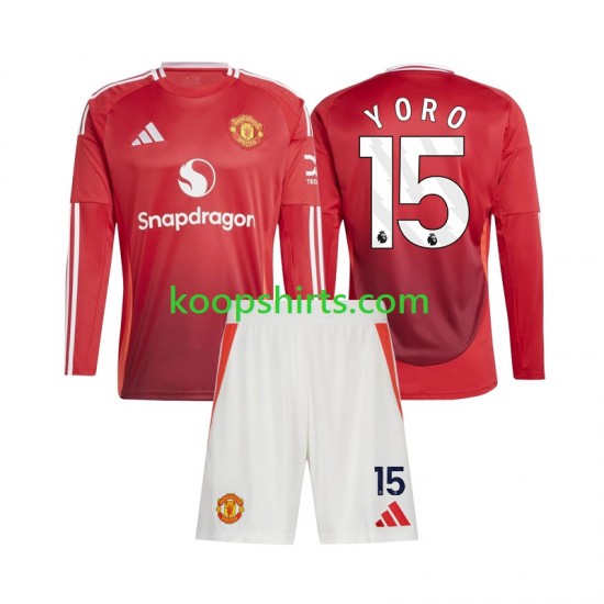 Manchester United Thuis Tenue Kinder Voetbalshirts Leny Yoro 15 2024-2025 Lange Mouwen Manchester United Thuis Tenue Kinder Voetbalshirts Leny Yoro 15 2024-2025 Lange Mouwen