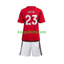 Manchester United Thuis Tenue Kinder Voetbalshirts Luke Shaw 23 2023-2024 Korte Mouwen