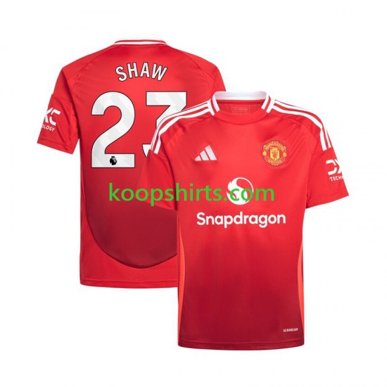 Manchester United Thuis Rood Tenue Heren Voetbalshirts Luke Shaw 23 2024-2025 Korte Mouwen Manchester United Thuis Rood Tenue Heren Voetbalshirts Luke Shaw 23 2024-2025 Korte Mouwen