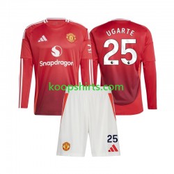 Manchester United Thuis Tenue Kinder Voetbalshirts Manuel Ugarte 25 2024-2025 Lange Mouwen