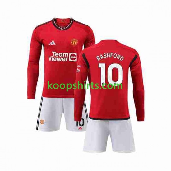 Manchester United Thuis Tenue Kinder Voetbalshirts Marcus Rashford 10 2023-2024 Lange Mouwen Manchester United Thuis Tenue Kinder Voetbalshirts Marcus Rashford 10 2023-2024 Lange Mouwen