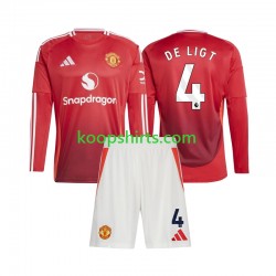 Manchester United Thuis Tenue Kinder Voetbalshirts Matthijs de Ligt 4 2024-2025 Lange Mouwen