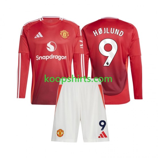 Manchester United Thuis Tenue Kinder Voetbalshirts Rasmus Hojlund 9 2024-2025 Lange Mouwen Manchester United Thuis Tenue Kinder Voetbalshirts Rasmus Hojlund 9 2024-2025 Lange Mouwen