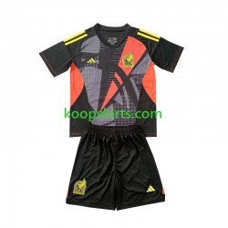 Mexico Doelman Thuis Zwart Tenue Kinder Voetbalshirts 2024 Korte Mouwen