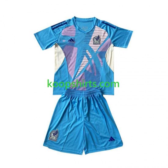 Mexico Doelman Derde Blauw Tenue Kinder Voetbalshirts 2024 Korte Mouwen Mexico Doelman Derde Blauw Tenue Kinder Voetbalshirts 2024 Korte Mouwen