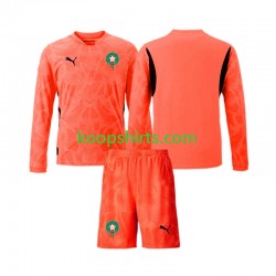 Marokko Doelman Thuis Tenue Kinder Voetbalshirts 2024 Lange Mouwen