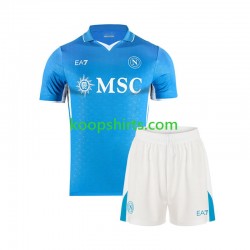 Napoli Thuis Tenue Kinder Voetbalshirts 2024-2025 Korte Mouwen