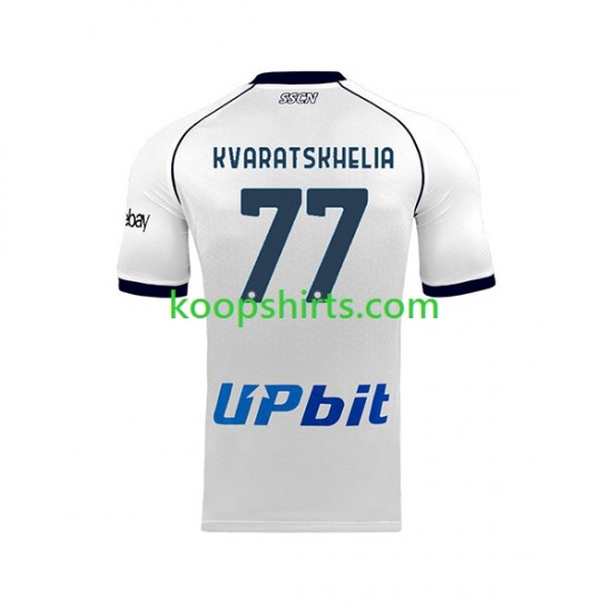 Napoli Uit Tenue Heren Voetbalshirts Khvicha Kvaratskhelia 77 2023-2024 Korte Mouwen Napoli Uit Tenue Heren Voetbalshirts Khvicha Kvaratskhelia 77 2023-2024 Korte Mouwen