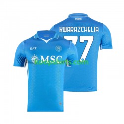 Napoli Thuis Tenue Heren Voetbalshirts Khvicha Kvaratskhelia 77 2024-2025 Korte Mouwen