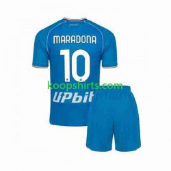 Napoli Thuis Tenue Kinder Voetbalshirts Maradona 10 2023-2024 Korte Mouwen