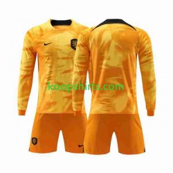 WK 2022 Nederland Thuis Tenue Kinder Voetbalshirts Lange Mouwen
