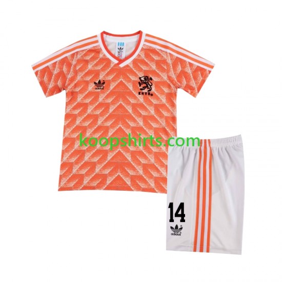Nederland Retro Thuis Tenue Kinder Voetbalshirts Cruyff 14 1988 Korte Mouwen