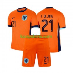EK 2024 Nederland Thuis Tenue Kinder Voetbalshirts Frenkie de Jong 21 Korte Mouwen