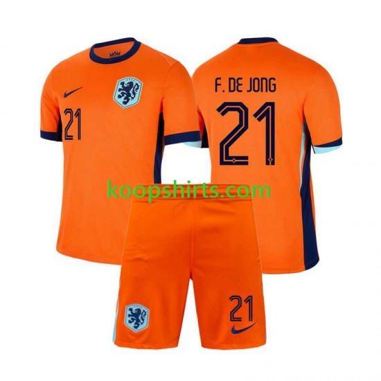 EK 2024 Nederland Thuis Tenue Kinder Voetbalshirts Frenkie de Jong 21 Korte Mouwen EK 2024 Nederland Thuis Tenue Kinder Voetbalshirts Frenkie de Jong 21 Korte Mouwen