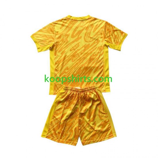 EK 2024 Nederland Doelman Uit Tenue Kinder Voetbalshirts Korte Mouwen