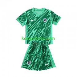 EK 2024 Nederland Doelman Thuis Groente Tenue Kinder Voetbalshirts Korte Mouwen