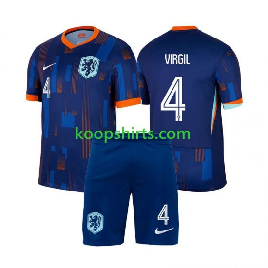 EK 2024 Nederland Uit Tenue Kinder Voetbalshirts Virgil van Dijk 4 Korte Mouwen EK 2024 Nederland Uit Tenue Kinder Voetbalshirts Virgil van Dijk 4 Korte Mouwen