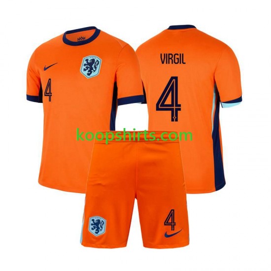 EK 2024 Nederland Thuis Tenue Kinder Voetbalshirts Virgil van Dijk 4 Korte Mouwen EK 2024 Nederland Thuis Tenue Kinder Voetbalshirts Virgil van Dijk 4 Korte Mouwen