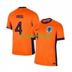 EK 2024 Nederland Thuis Tenue Heren Voetbalshirts Virgil van Dijk 4 Korte Mouwen