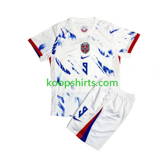 Noorwegen Uit Tenue Kinder Voetbalshirts Erling Haaland 9 2024 Korte Mouwen