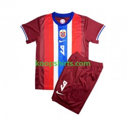 Noorwegen Thuis Rood Tenue Kinder Voetbalshirts Erling Haaland 9 2024 Korte Mouwen