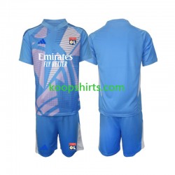 Olympique Lyonnais Doelman Derde Blauw Tenue Kinder Voetbalshirts 2024-2025 Korte Mouwen