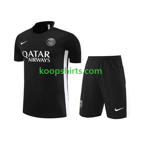 Paris Saint-Germain Zwart Voetbal training shirt en shorts 2023-2024 Paris Saint-Germain Zwart Voetbal training shirt en shorts 2023-2024