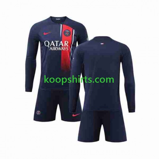 Paris Saint-Germain Thuis Tenue Kinder Voetbalshirts 2023-2024 Lange Mouwen Paris Saint-Germain Thuis Tenue Kinder Voetbalshirts 2023-2024 Lange Mouwen