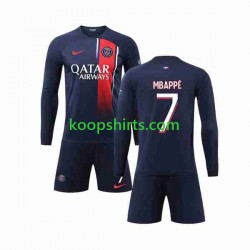 Paris Saint-Germain Thuis Tenue Kinder Voetbalshirts Kylian Mbappe 7 2023-2024 Lange Mouwen