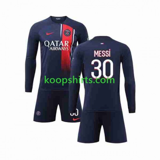 Paris Saint-Germain Thuis Tenue Kinder Voetbalshirts Lionel Messi 30 2023-2024 Lange Mouwen Paris Saint-Germain Thuis Tenue Kinder Voetbalshirts Lionel Messi 30 2023-2024 Lange Mouwen