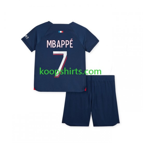 Paris Saint-Germain Thuis Tenue Kinder Voetbalshirts Mbappe 7 2023-2024 Korte Mouwen Paris Saint-Germain Thuis Tenue Kinder Voetbalshirts Mbappe 7 2023-2024 Korte Mouwen