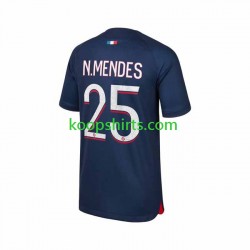Paris Saint-Germain Thuis Tenue Heren Voetbalshirts N.Mendes 25 2023-2024 Korte Mouwen