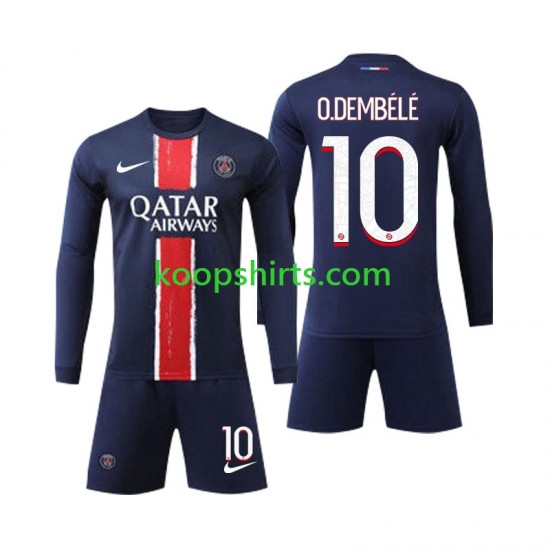 Paris Saint-Germain Thuis Tenue Kinder Voetbalshirts O Dembele 10 2024-2025 Lange Mouwen Paris Saint-Germain Thuis Tenue Kinder Voetbalshirts O Dembele 10 2024-2025 Lange Mouwen