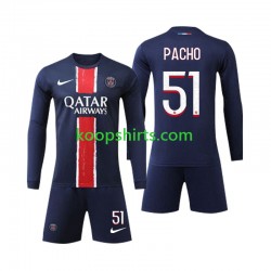 Paris Saint-Germain Thuis Tenue Kinder Voetbalshirts Pacho 51 2024-2025 Lange Mouwen
