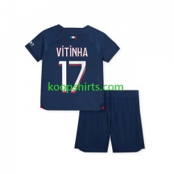 Paris Saint-Germain Thuis Tenue Kinder Voetbalshirts Vitinha 17 2023-2024 Korte Mouwen