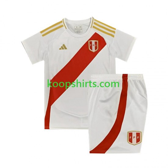 Peru Thuis Wit Tenue Kinder Voetbalshirts Copa America 2024 Korte Mouwen Peru Thuis Wit Tenue Kinder Voetbalshirts Copa America 2024 Korte Mouwen