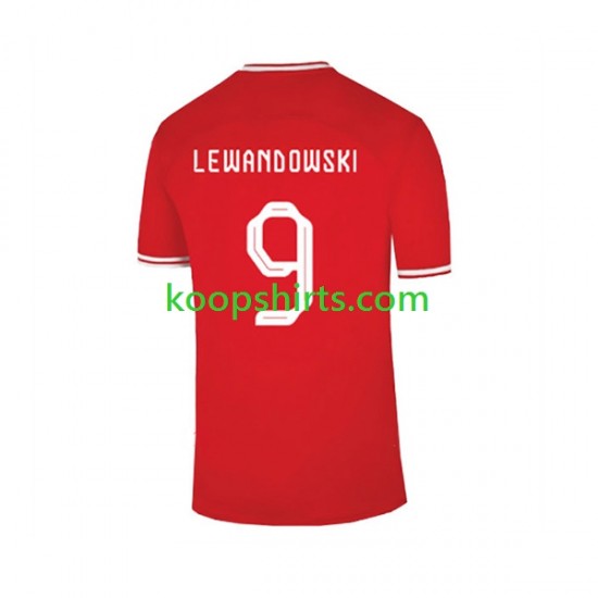 WK 2022 Polen Uit Tenue Heren Voetbalshirts Lewandowski 9 Korte Mouwen WK 2022 Polen Uit Tenue Heren Voetbalshirts Lewandowski 9 Korte Mouwen