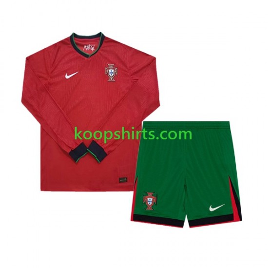 EK 2024 Portugal Thuis Tenue Kinder Voetbalshirts Lange Mouwen EK 2024 Portugal Thuis Tenue Kinder Voetbalshirts Lange Mouwen