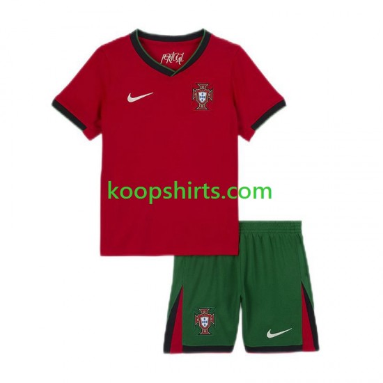 EK 2024 Portugal Thuis Tenue Kinder Voetbalshirts Korte Mouwen EK 2024 Portugal Thuis Tenue Kinder Voetbalshirts Korte Mouwen