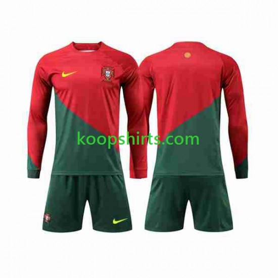 WK 2022 Portugal Thuis Tenue Kinder Voetbalshirts Lange Mouwen WK 2022 Portugal Thuis Tenue Kinder Voetbalshirts Lange Mouwen