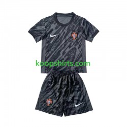 EK 2024 Portugal Doelman Uit Zwart Tenue Kinder Voetbalshirts Korte Mouwen