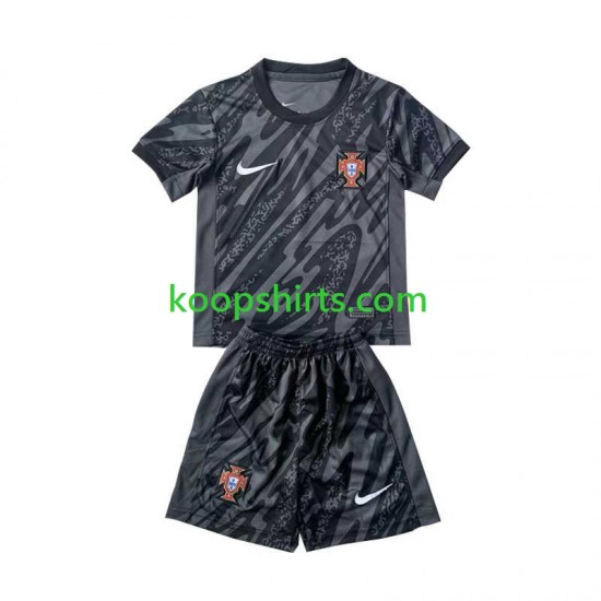 EK 2024 Portugal Doelman Uit Zwart Tenue Kinder Voetbalshirts Korte Mouwen EK 2024 Portugal Doelman Uit Zwart Tenue Kinder Voetbalshirts Korte Mouwen