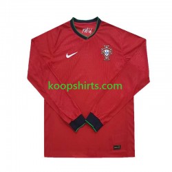EK 2024 Portugal Thuis Rood Tenue Heren Voetbalshirts Lange Mouwen