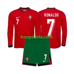 EK 2024 Portugal Thuis Tenue Kinder Voetbalshirts Ronaldo 7 Lange Mouwen